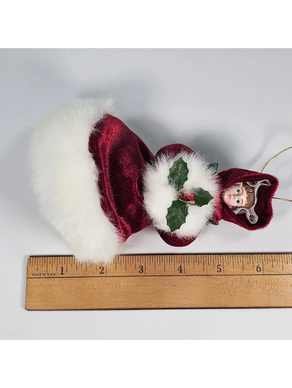 Avon Gift Collection Victorian Ladies Ornament Winter Burgundy Velvet Porcelain